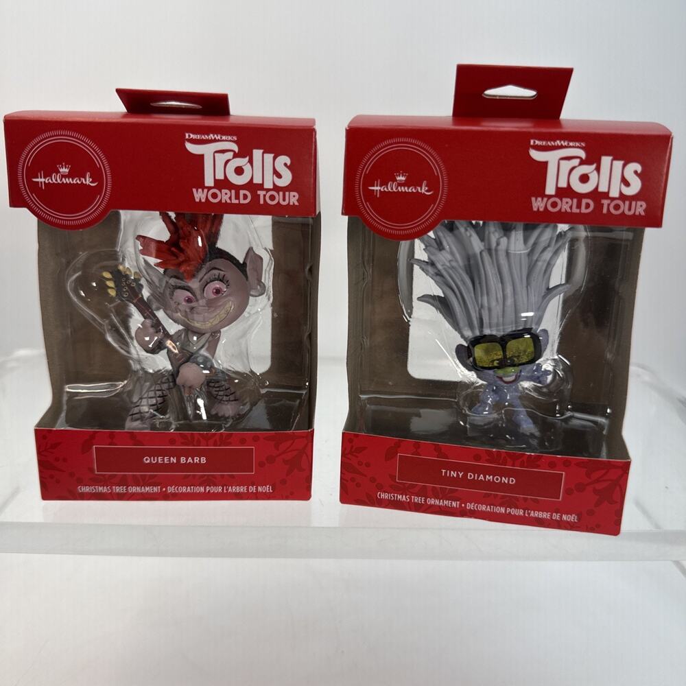 2 Hallmark Dreamworks Trolls World Tour Queen Barb & Tiny Diamond Ornaments